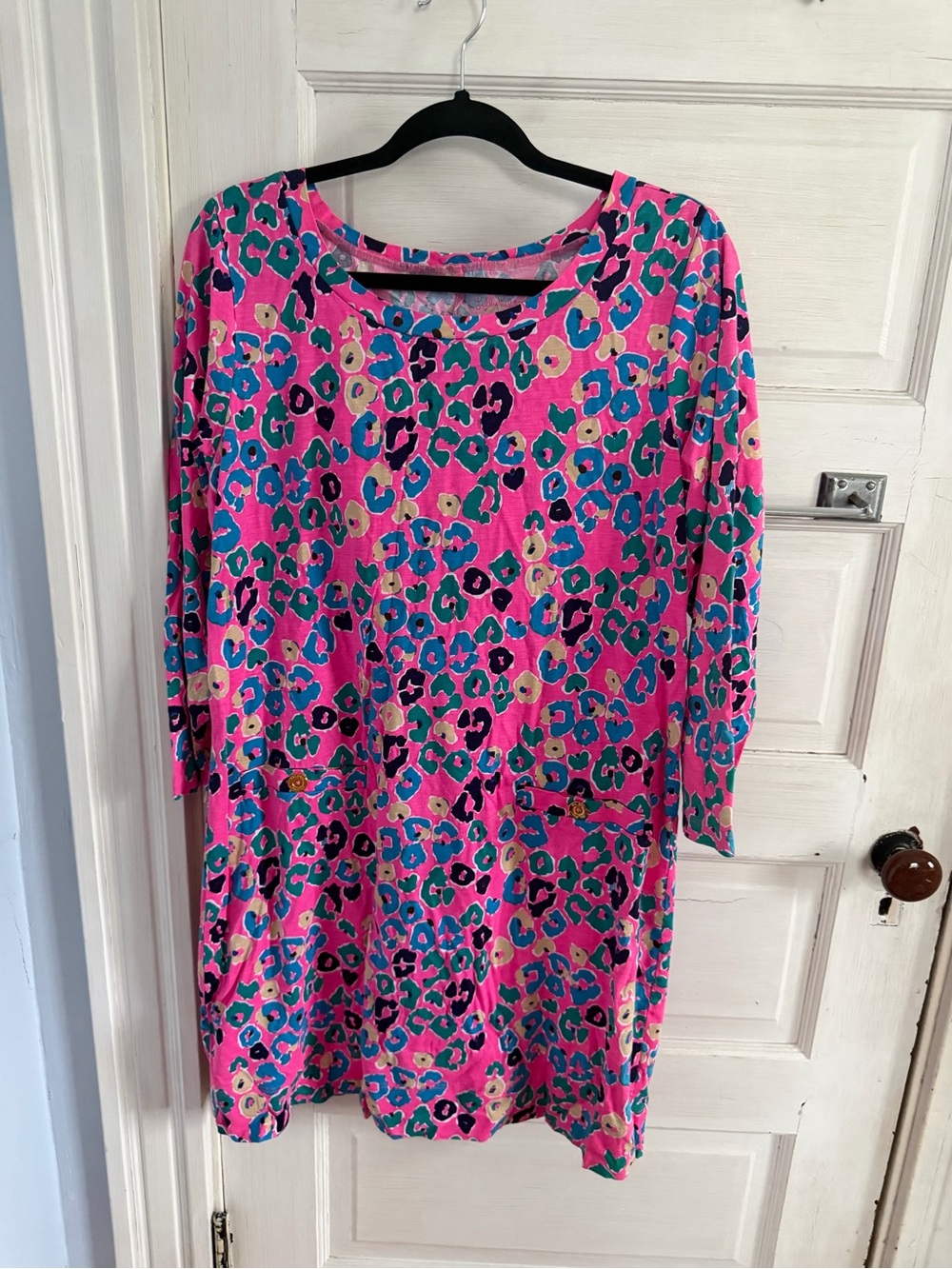 Lilly Pulitzer Pink Leopard-Print Long Sleeve Tunic Dress